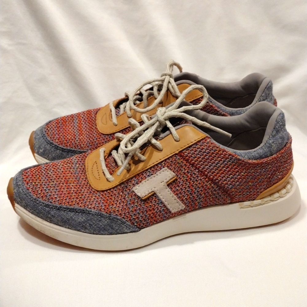 Tom's Arroyo Trainer Lace-up Sneakers Women's Sz 6 Multi Space Knit Chambray